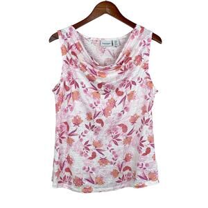 Haute Hippie Top Sleeveless Blouse Tank Floral Linen Draped Women’s M